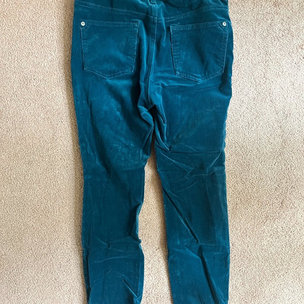 Anthropologie Pilcro High-Rise Button-Fly Skinny Corduroy Pants in Teal Size 29 - Picture 6 of 10